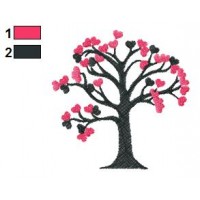 Hearts Tree Embroidery Design 04